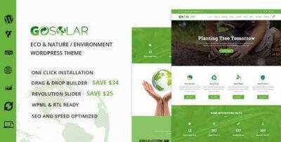 GoSolar Theme GPL –Eco Environmental & Nature WordPress Theme