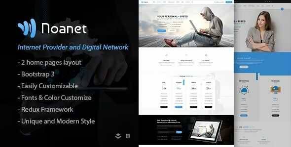 Noanet Theme GPL –Internet Provider And Digital Network