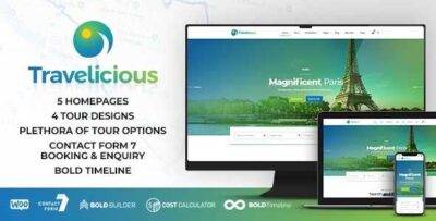 Travelicious Theme GPL –Tour Operator WordPress Theme