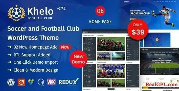 Khelo Theme GPL –Soccer & Football Club WordPress Theme