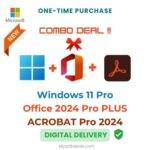 Professional software bundle: Windows 11 Pro, Office 2024 Pro Plus, and Adobe Acrobat DC Pro 2020.