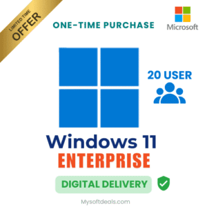 Windows 11 Enterprise license key for 20 users with fast digital delivery.