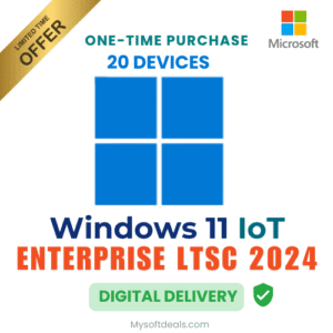 Windows 11 IoT Enterprise LTSC 2024 license for 20 devices, ideal for business deployments.