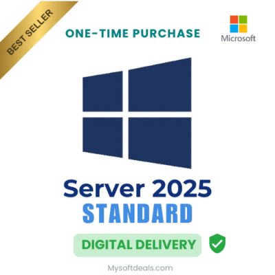 Perpetual license for Windows Server 2025 Standard, ideal for physical or minimally virtualized environments.