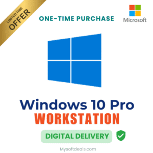 Get your genuine Windows 10 Pro Workstation lifetime license with instant digital delivery.