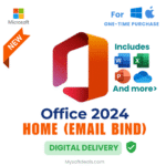 Lifetime license for Office 2024 Home, global version for PC and Mac with email binding.